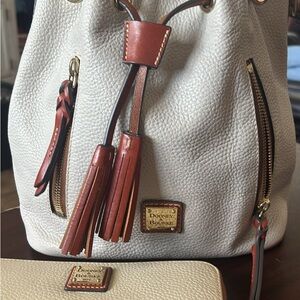 Dooney & Bourke Cream and Brown Shoulder Bag
